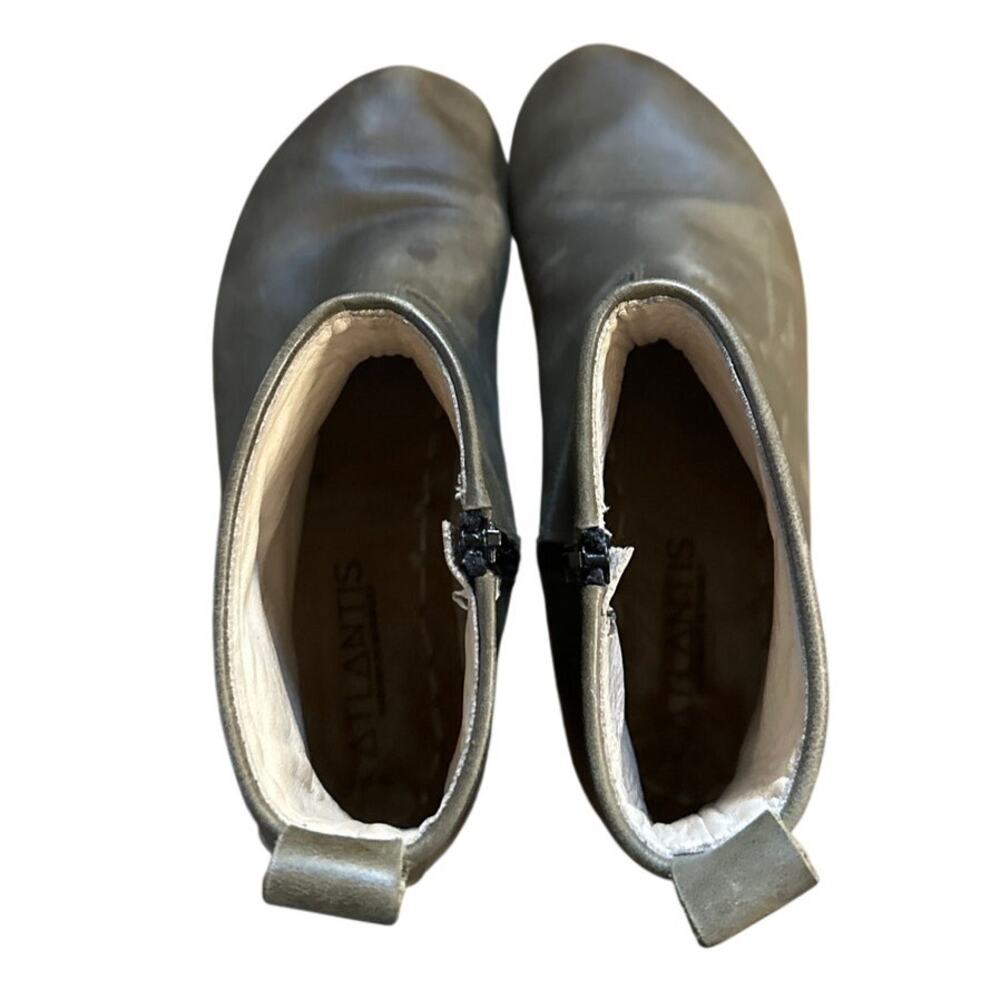 Women 10.5 Atlantis Handmade Turkey Olive Green Leather Barefoot Boot Zip Ankle - Picture 5 of 9